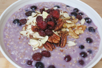 Steel Cut Oatmeal with blueberries and nuts